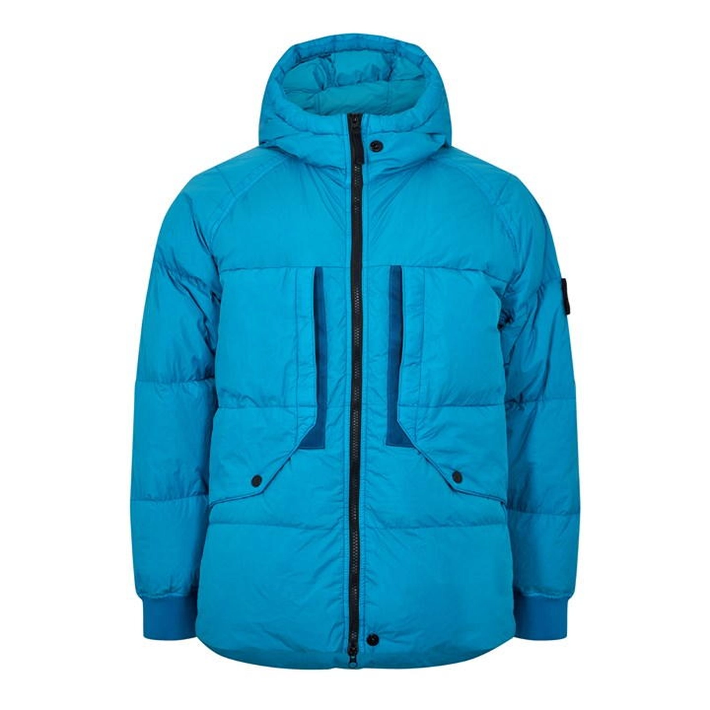 Stone Island Crinkle Reps Down Jacket - Green